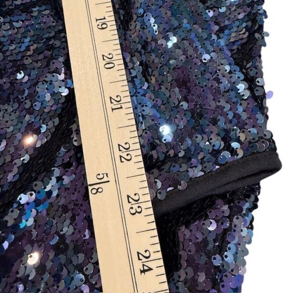Lulus Sequin Long Sleeve Mini Dress Blue Purple Green Bodycon Sparkle Size XS - Picture 13 of 14